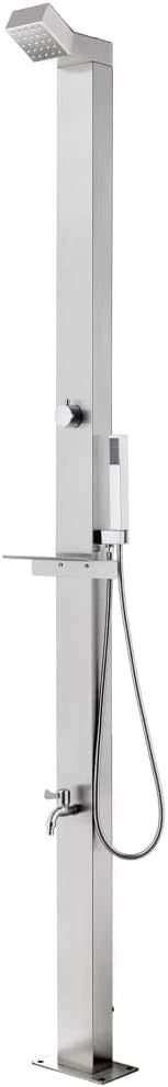 vidaXL Douche de Jardin Système de Douche de Piscine Douche de Camping Arrière-cour Extérieur Terrasse Portable 220 cm Acier Inoxydable