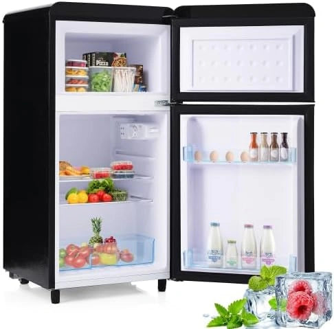 Merax Réfrigérateur rétro avec congélateur - 72 l - Mini réfrigérateur de 21 l - Compartiment congélateur de 51 l - 120 kWh/an - Classe