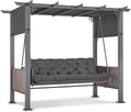 M MCombo balançoire Hollywood 3 Places avec Fonction lit et pavillon de Jardin, balancelle avec auvent rétractable