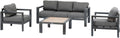 Hespéride - Salon Bas de Jardin Evasion 5 Places Gris Foncé - Aluminium traité Anti-Rouille et Oléfine - Coussins Déhoussables, Patio