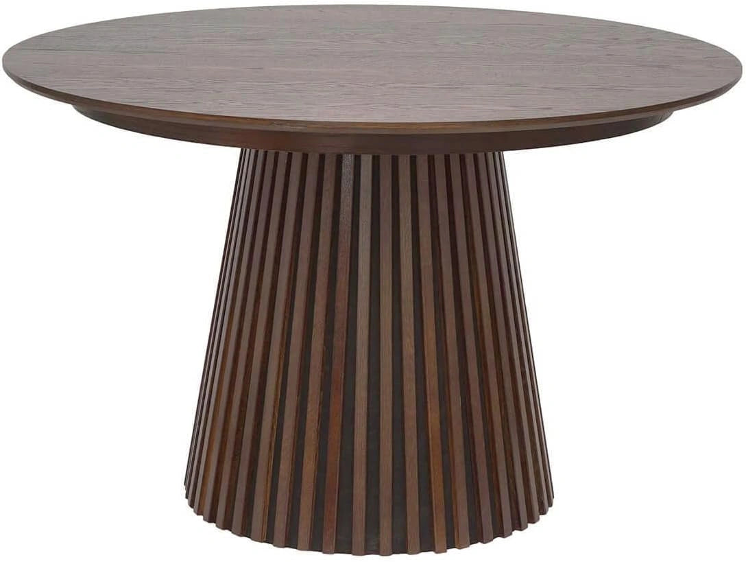 DUBLIN - Table Extensible à 200 cm Pied Relief MDF Placage Chêne fumé, 40 cm