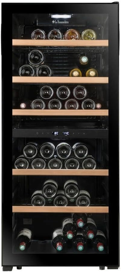 Cave de mise à température double zone LS102DZBLACK 102 Bouteilles, 38 dB, Porte réversible