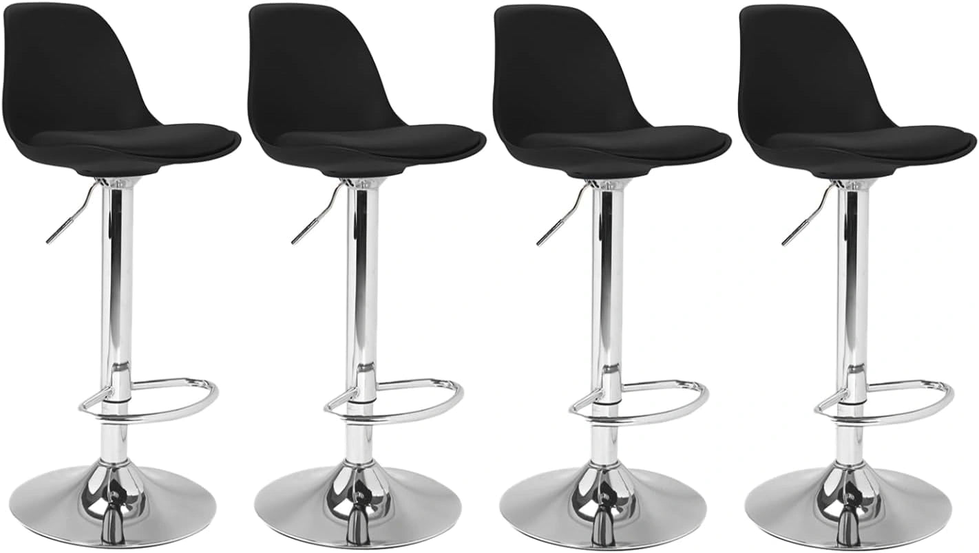 IDMarket - Lot de 4 tabourets de Bar Karl Design Noir, 38,5 cm, 83 cm, 104 cm