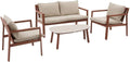 Hespéride - Salon de Jardin Bas Flovia 4 Personnes Terracotta - Fauteuils Empilables - Aluminium Anti-Rouille, Coussins Déperlants - pour Terrasse
