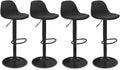 IDMarket - Lot de 4 tabourets de Bar Karl Design Noir Pied Noir, 38,5 cm, 82 cm, 104 cm
