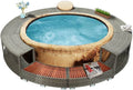 Bordure de Spa en Rotin, Matériau PE et Acier Enduit de Poudre, Robuste et Durable (Grise)