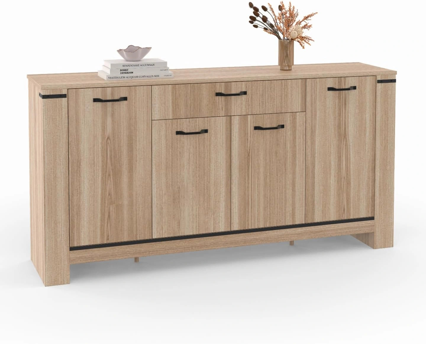 IDMarket - Buffet 160 m Idaho 4 Portes avec tiroir Design Contemporain, 80 cm, 8,5 cm
