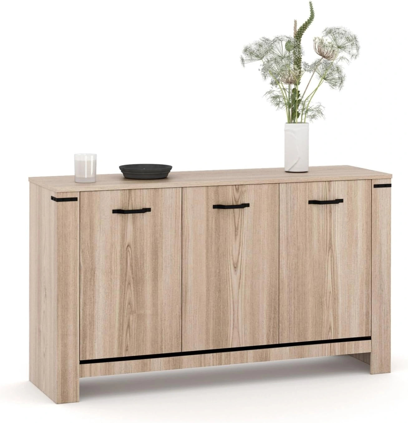IDMarket - Buffet 140 cm Idaho 3 Portes Design Contemporain, 80 cm, 8,5 cm