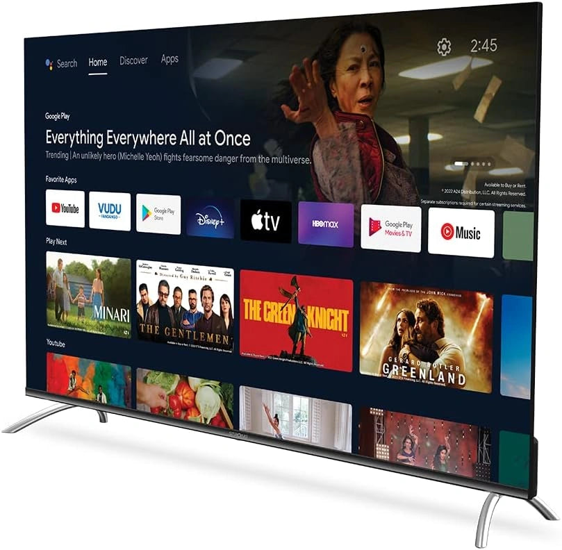 STRONG SRT50UD7553 4K UHD Smart TV Android, écran 126 cm, Triple Tuners (DVB-T2 HEVC 265/C/S2), HDR 10, Dolby Atmos, Google Assistant, Wi-Fi, Optique