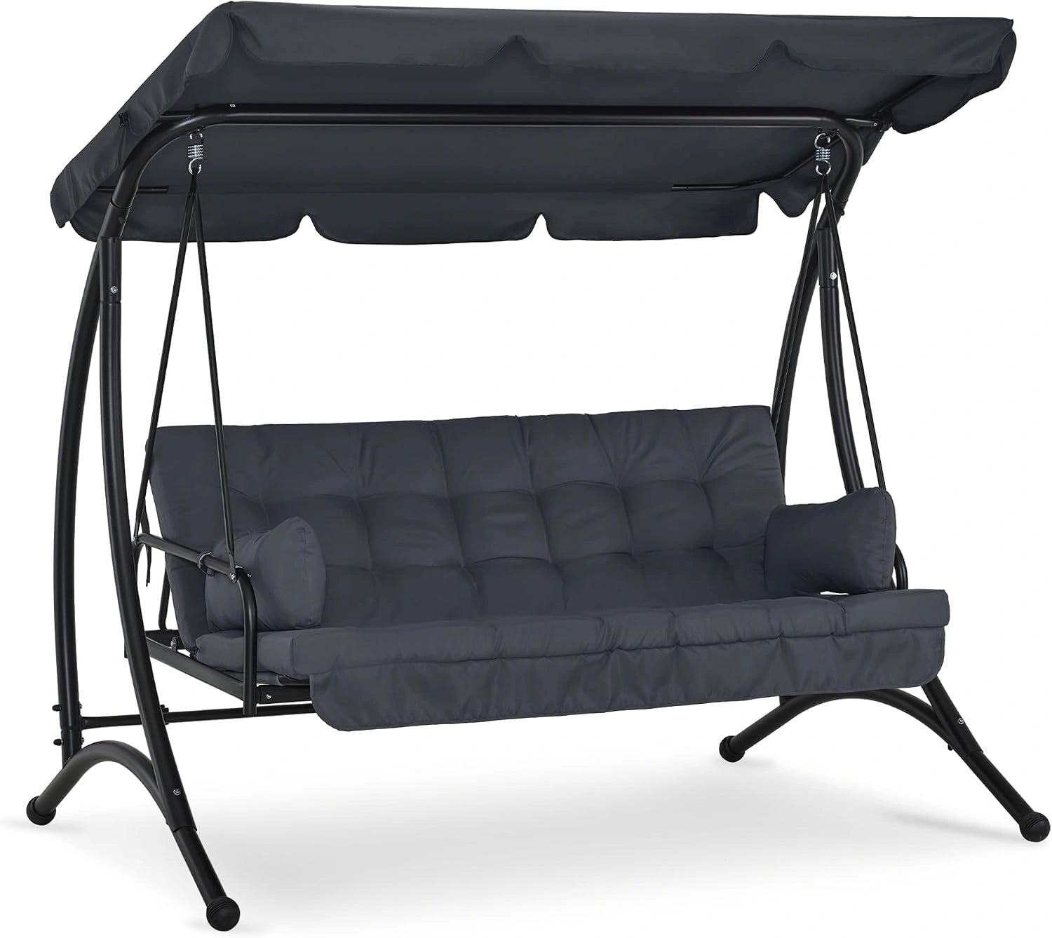 M MCombo balancelle Hollywood 3 Places avec Fonction de lit, 202x125x173 cm 4095 (Gris), balançoire de Jardin pouvant Supporter jusqu'à 300 kg