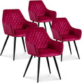 INTENSE DECO Lot de 4 chaises Victoria en Velours Rouge Pieds Noir