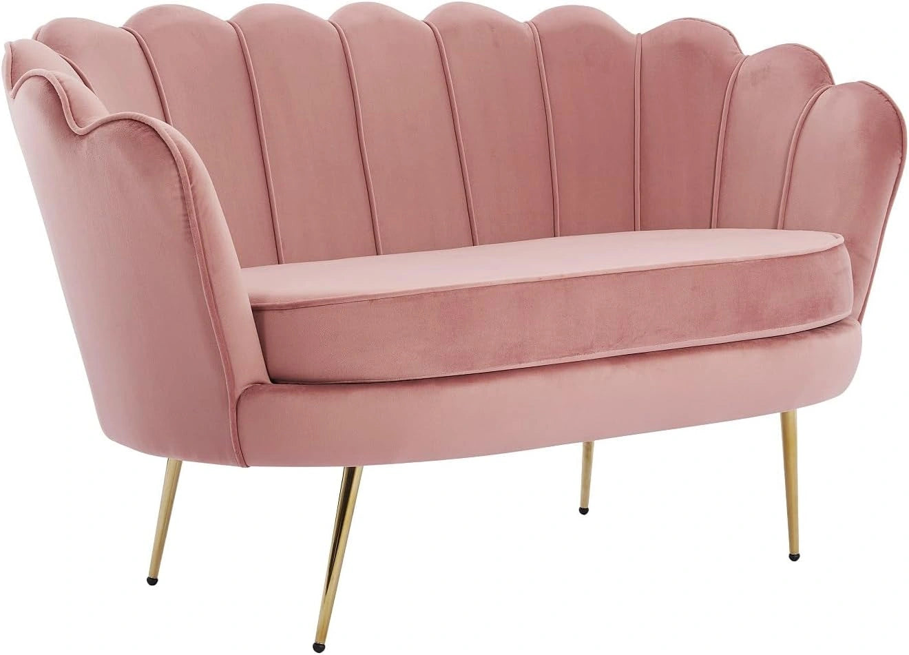 Vente-Unique - Canapé 2 Places Coquillage en Velours Rose Dandelion, 42.5 cm, 50 cm