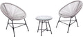 CONCEPT USINE Salon de Jardin Bistrot Acapulco 2 Fauteuils Oeuf Gris Clair, forme œuf inspirée des années 50, Fils de polyéthylène résistants