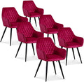 INTENSE DECO Lot de 6 chaises Victoria en Velours Rouge Pieds Noir, fauteuil, 51 cm, 39.5 cm