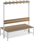 EUROKRAFT Basic, longueur 1500 mm, Banc de vestiaire avec Dossier, Double face, lattes en bois de hêtre