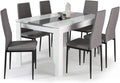 IDMarket - Ensemble Table à Manger Georgia 140 cm et 6 chaises Romane, Avec 6 chaises romane grises, table blanche et grise