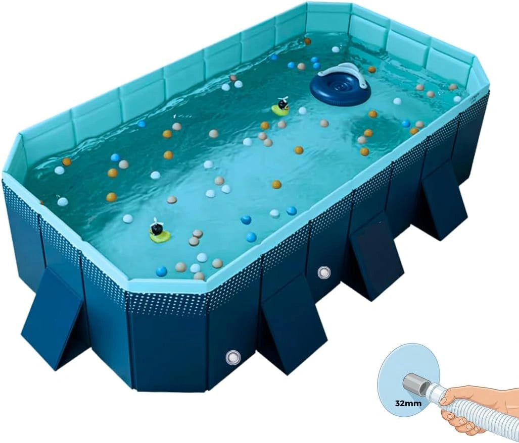 INDUSTEX Piscine pliable pour enfants, 253 x 133 cm), piscine amovible, piscine jouet, adaptée aux enfants, piscine pour chiens portable, baignoire