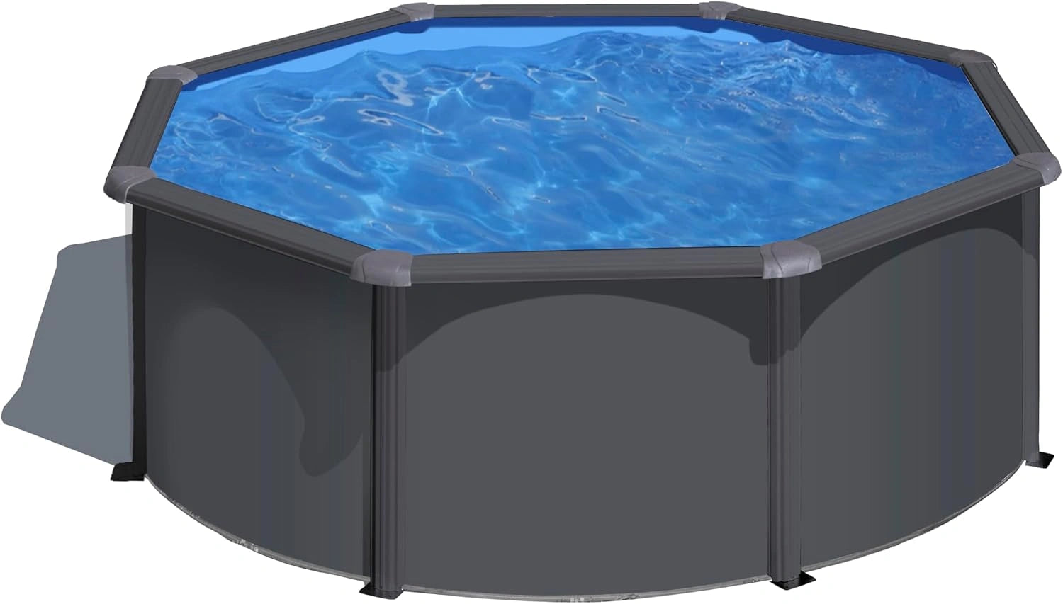 Gre KIT300GY Louko - Piscine Hors-Sol en Acier, Piscine Ronde avec Structure en Acier Gris Anthracite. Piscines Hors-Sol pour Jardin, Ø300x120 cm