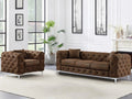 Vente-unique - Canapé 3 Places et Fauteuil Chesterfield en Microfibre Aspect Cuir Vieilli Edwina