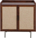 Calicosy, Buffet 2 Portes Décor Noyer avec Façades en Tissu, Collection Jetson - L80 x P39,5 x H79 cm, Meuble de Rangement Salon ou Chambre