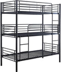 Habitat et Jardin Lit superposé en métal Triple Havin - 90 x 190 cm - Noir