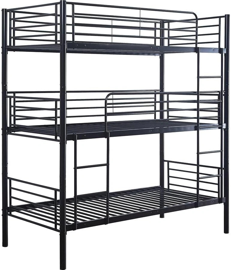 Habitat et Jardin Lit superposé en métal Triple Havin - 90 x 190 cm - Noir