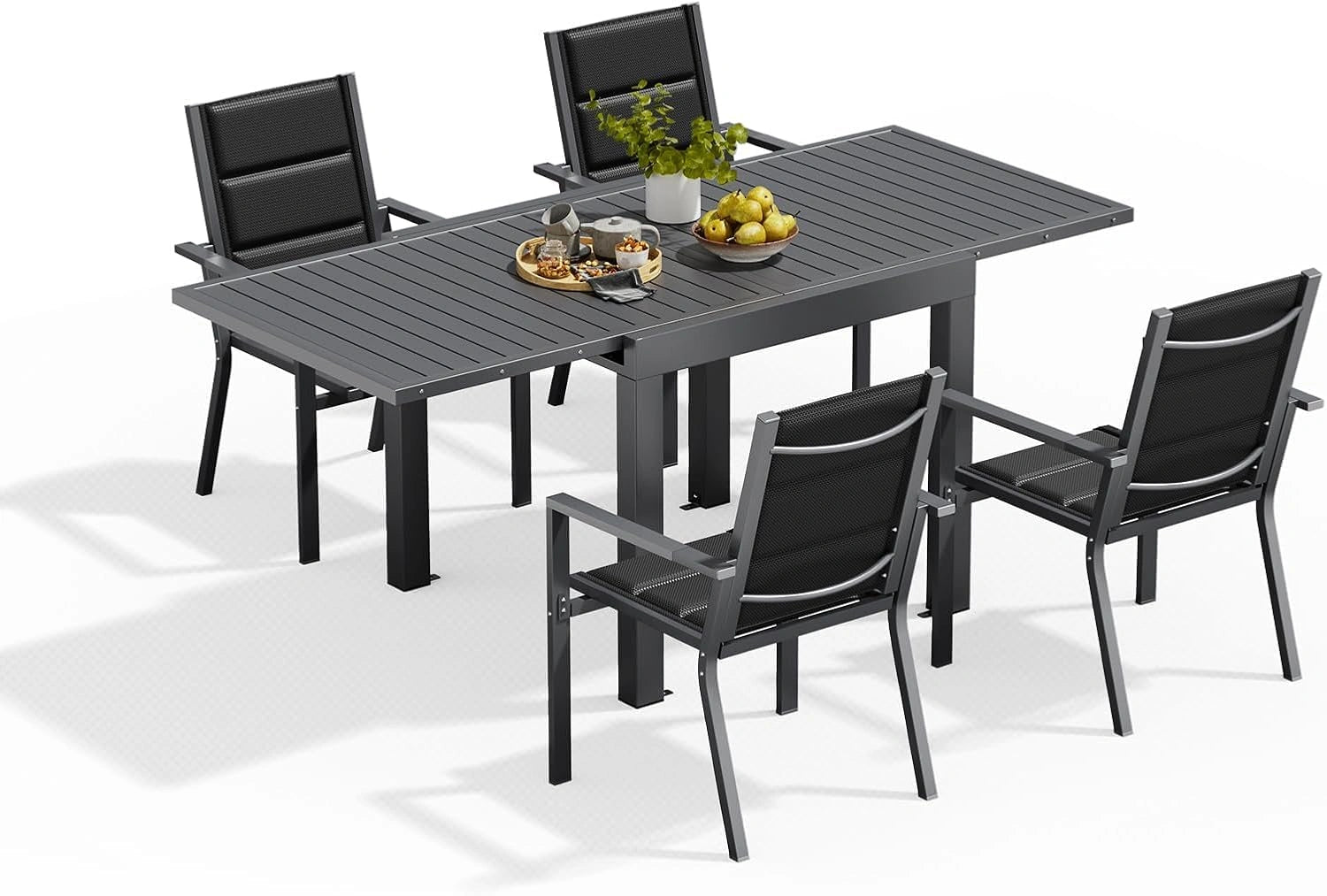 Devoko Salon de Jardin Exterieur 4 Personnes, Gris Foncé, 4+1 Mobilier de Jardin Aluminium, Salon de pour Balcon