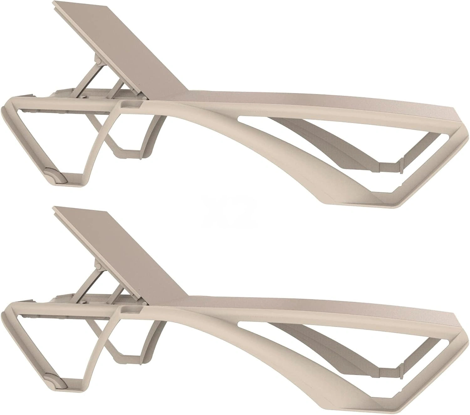 Resol Marina Chaise Longue Extérieur Set 2, STR. Ivoire - Text. Beige, Dessous de Verre, Jardin, terrasse, Plage, Piscine, désign, léger, empilable