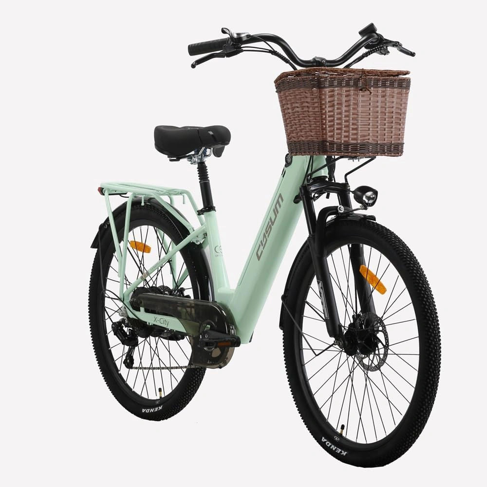 cysum X-City Vélo électrique Femme, 26 Pouces Step-Thru vélo électrique, Batterie Amovible 48 v 10.4 AH, 7 Vitesses, Assistance au pédalage