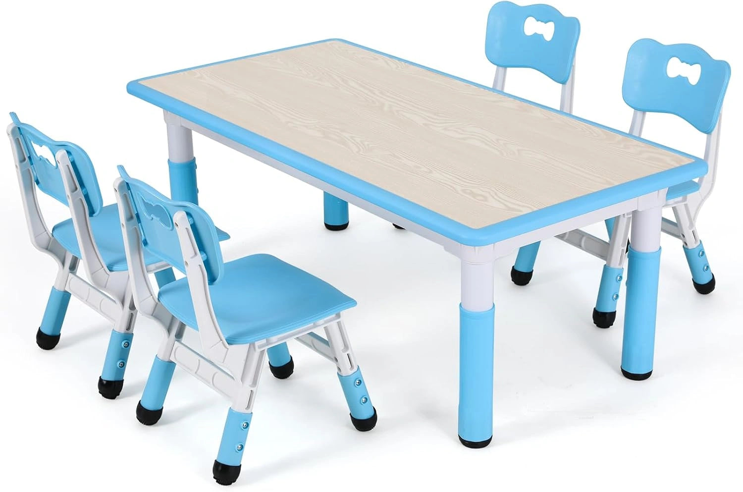 MAMIZO Table pour Enfant avec 4 Chaises, Bleu, Table de Peinture pour Garçons et Filles à partir de 2 Ans, Meubles en Plastique