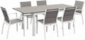 Alice's Garden - Table de Jardin Extensible Aluminium + 6 assises - Chicago 210 Taupe - Table en Aluminium 150/210 cm avec rallonge et 6 assises