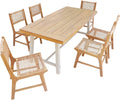 Alice's Garden sweeek - Table intérieur/extérieur Bois d'acacia et métal + 6 assises en résine tressée