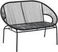 Vente-unique - Banc de Jardin en Fils de résine tressés - Noir - ALIOS III de MYLIA