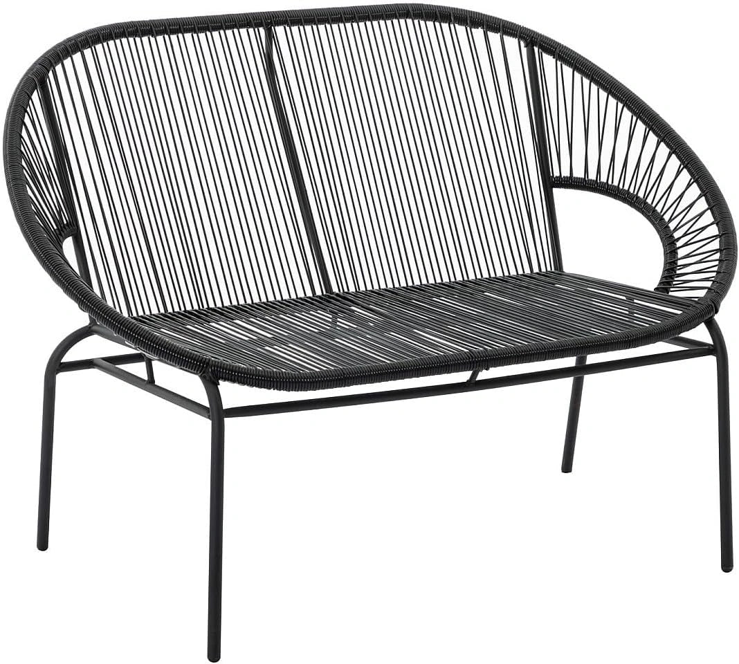 Vente-unique - Banc de Jardin en Fils de résine tressés - Noir - ALIOS III de MYLIA