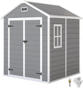 Outsunny Abri de Jardin en Résine 2,7 m² Plancher 182 x 151 x 219 cm Gris, 3 Fenêtres, Structure en Aluminium, Cabane de Jardin
