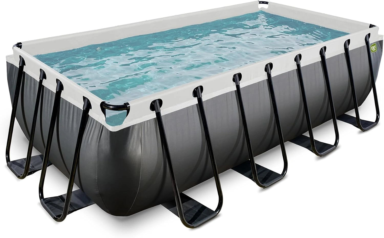 EXIT Toys Piscine Hors Sol Tubulaire Rectangulaire 400 x 200 x 100 cm avec Pompe à Filtre, cuir noir, TÜV CE en 16582, Cadre en Acier Thermolaqué