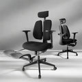 Chaise de Bureau Ergonomique, Noir, Siège en Mousse Moulée 8 cm, Accoudoirs 4D, Flex S3, Dossier Séparé Dynamique