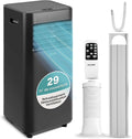 SereneLife Climatiseur Mobile Noir 7000 BTU (2,0 kW), 3 en 1 avec Déshumidificateur et Ventilateur, 54 dB, pour 28 m², Kit Fenêtre et Télécommande