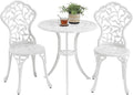 Yaheetech Ensemble de Bistrot en Métal 3 Pièces Set Bistrot Design Vintage Feuillage Table de Jardin et 2 Chaises pour Terrasse Véranda Balcon