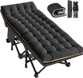 Lit pliant extra-large avec matelas, le jardin et les voyages (XXL Noir), cadre en acier robuste de 400 kg et tissu Oxford, 198x81x46 cm