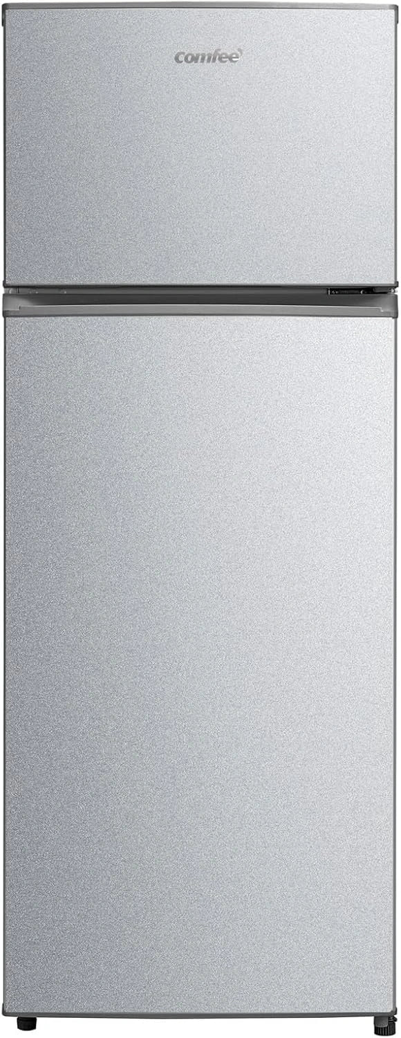Réfrigérateur 2 portes 204 L, gris, classe énergétique E, froid statique, congélateur, 143 cm, 163 l, porte réversible