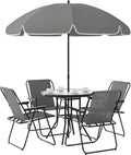 Outsunny Ensemble de Jardin de 6 Pièces avec Table et 4 Chaises Pliables en Textilene - Mobilier de Jardin Extérieur avec Table en Verre