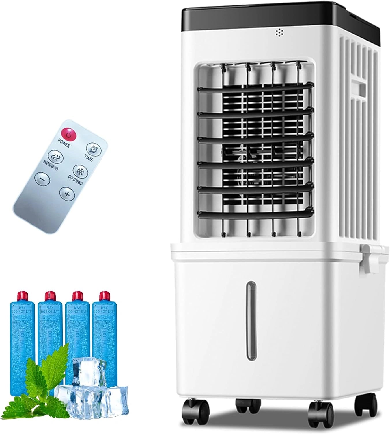 Rafraichisseur d'Air Silencieux avec Réservoir Amovible 15 L, Oscillation 120°, 3 Vitesses, Autonomie 7,5 h pour Maison et Bureau