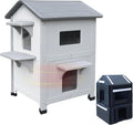 Abri pour chat en plein air à 2 étages avec doublure isolante