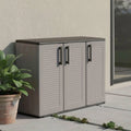 Dmora - Armoire d'extérieur Gesves, Gris et Noir, 100% Made in Italy, 102x37h84 cm, Armoire de Balcon Polyvalente, Finition rayée