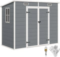 Outsunny Abri de Jardin 2,54 m² Cabane de Jardin Extérieur 2,4 x 1,3 m Gris, 2 Aérations, Cabanon Rangement Outils, Avec Fondation, Fenêtre