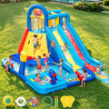 GYMMAL Château Gonflable avec Mur d'escalade, pour Enfants de 3 à 12 Ans (4x3,6x2,6 m), Double Toboggan et Piscine - Structure Gonflable Résistante