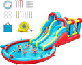 Chateau Gonflable Extérieur avec Piscine, 8 in 1 Château Gonflable XXL-Double Toboggan et Souffleur, Air De Jeux Gonflable Piscine Fur 3-8 Ans