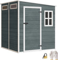 Outsunny Abri de Jardin en Résine 3,3㎡ 182x182x183 cm Gris Effet Bois, 3 Fenêtres et 2 Aérations, avec Plancher, Structure en Aluminium