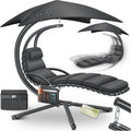 KESSER Chaise longue flottante avec parasol, chaise longue H200, L194, B100 cm, supporte jusqu'à 120 kg, chaise longue suspendue, coussins de cou, sac
